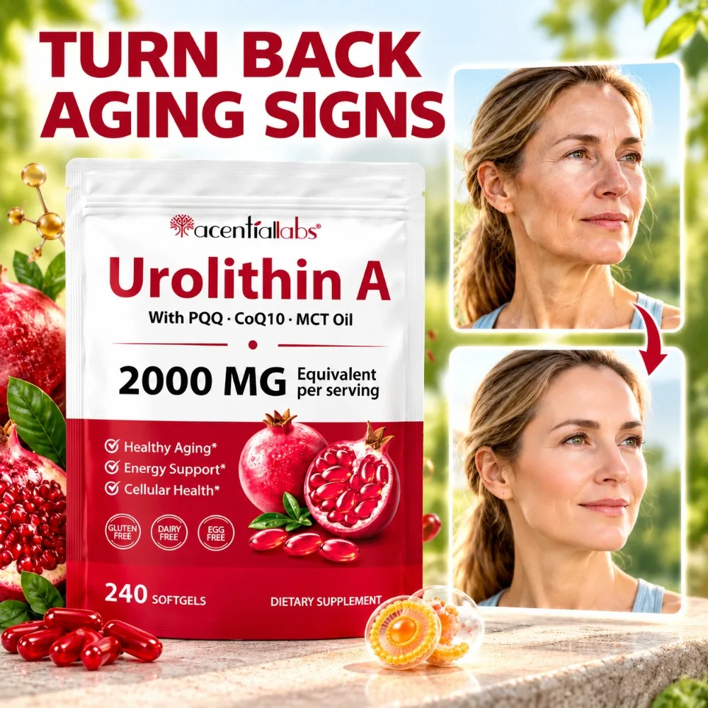 Urolithin A 2000mg Softgels Anti Aging Enhance Muscle Strength Endurance Boost Energy Vitality with Liposomal NAD+ CoQ10 240 Ct