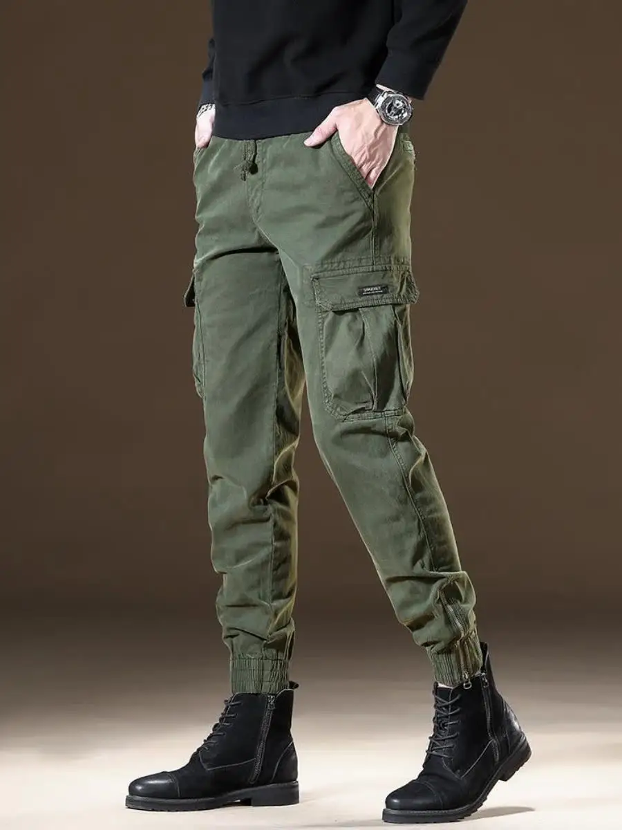 

Мужские рабочие брюки из смесового хлопка в стиле милитари, свободного кроя, для активного отдыха, повседневные, весенне-осенние, с множеством карманов