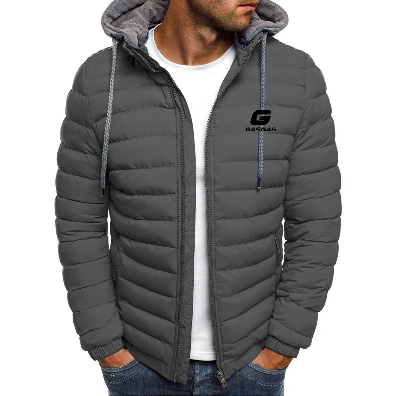 MotorcyclesGasGas Warm Jacket Men New Autumn And Winter Hooded Parkas Men\'s Fashion Casual Lightweight Cotton Padded Jacket Coat