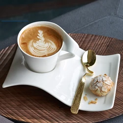 Europeu-estilo branco porcelana ondulado copo de café delicado leite sobremesa caneca especial-em forma de cerâmica copo de café decoração para casa novo