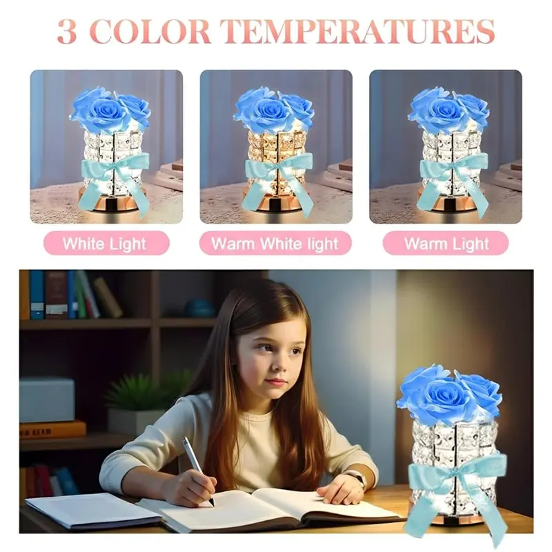 AA63 حار كريستال روز الجدول مصباح عكس الضوء 3 ألوان المكعب السحري مصباح لتهيئة الجو الإبداعية غرفة نوم السرير ديكور هدية الإضاءة #3