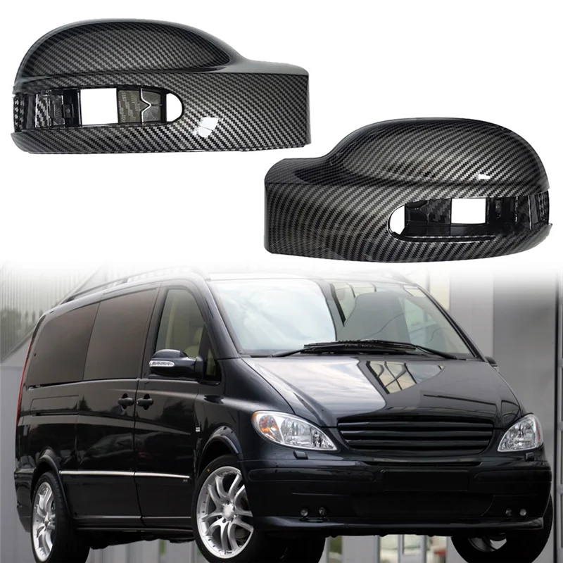 Car Carbon Fiber Rearview Side Glass Mirror Cover Trim Rear Mirror Covers Shell for Mercedes-Benz Viano W639 2003-2010