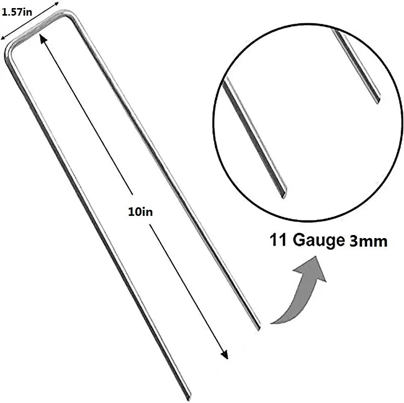 50PC 1.57inch*10inch Lawn Turf Spikes, Shade Netting Spikes, Pipe Fixing Spikes: Strong, Durable, and Windproof