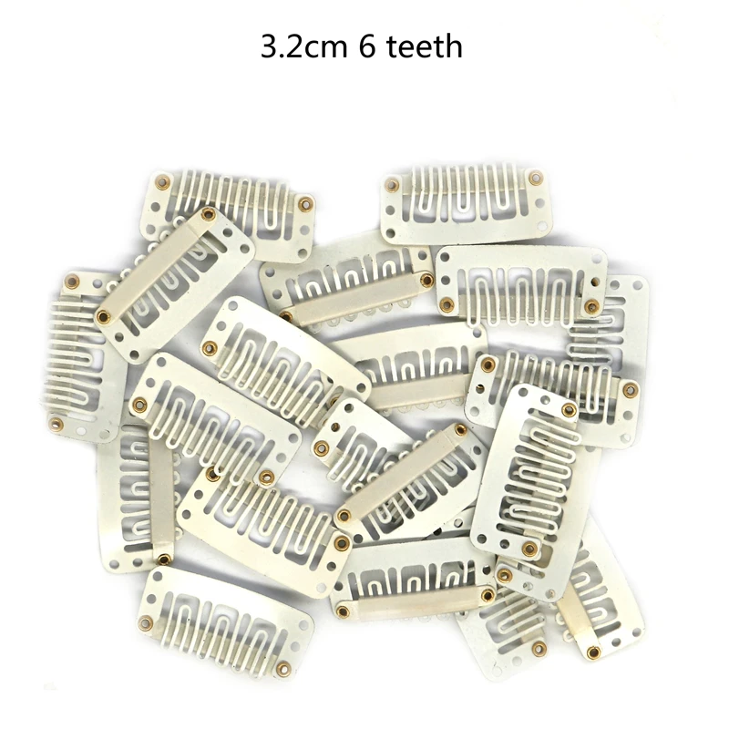24Pcs U-Shape Wig Clips 32mm Snap Clips for Hair Extensions 6 Teeth Hair Extensions Clip in Black Beige Brown Dark Brown