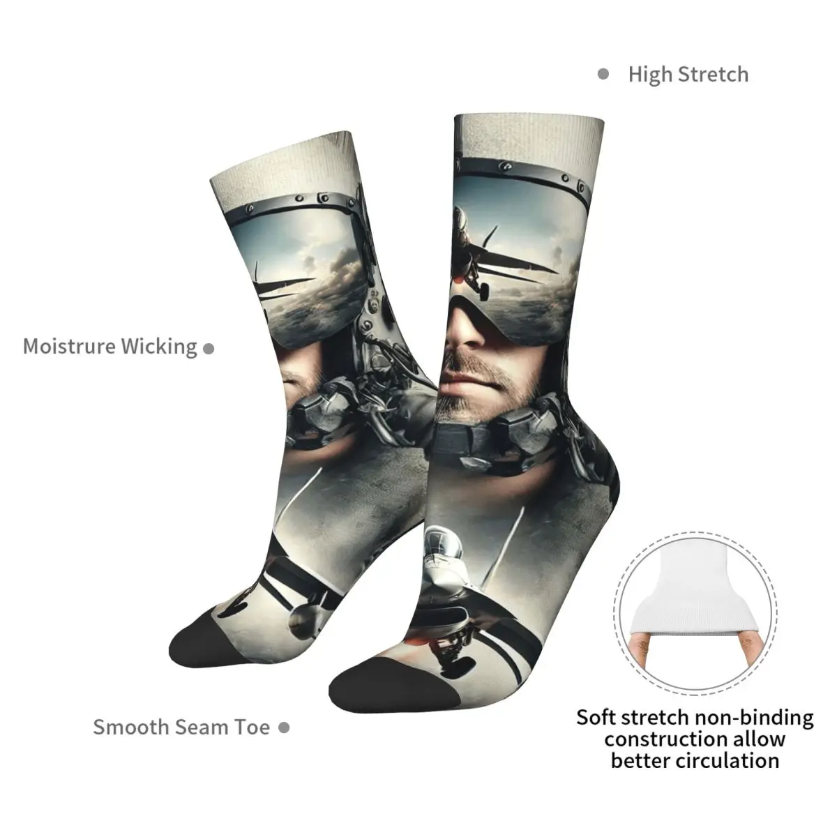 Kaus Kaki Maverick Film Tom Cruise Modern Top Gun Aksesori Stoking Super Lembut Harajuku Kaus Kaki Panjang untuk Hadiah Ulang Tahun Uniseks