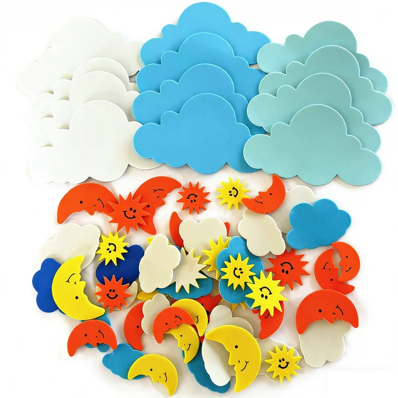 

100PCS weather stickers Sun star moon foam stickers Wall decoration Kindergarten ornaments early educational toys