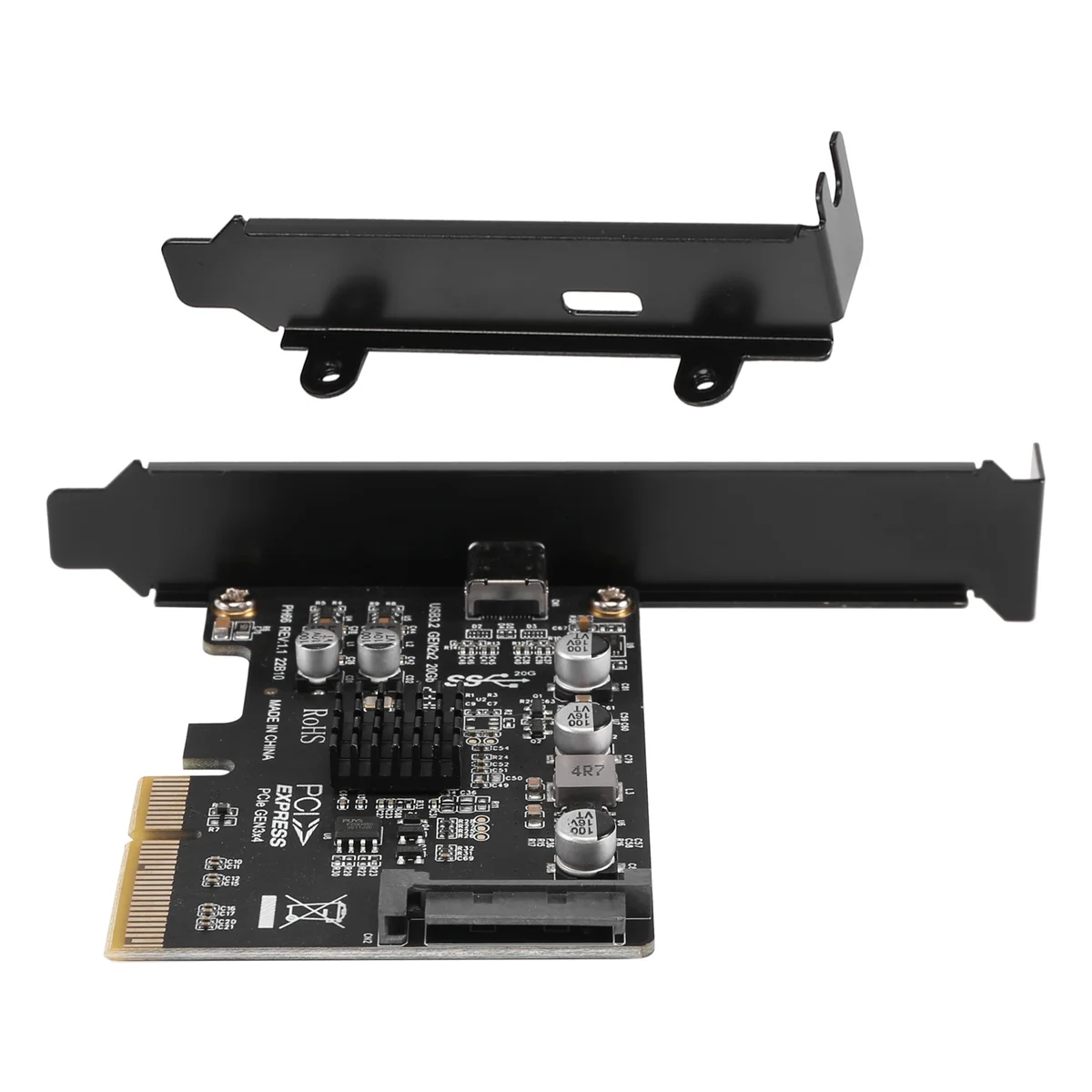 Carte PCIE USB Type C, PCI-Express 4X vers USB 3.2, Puce ASM3242 Isabel 2X2 (20Gbps) pour Windows 8/10/Linux