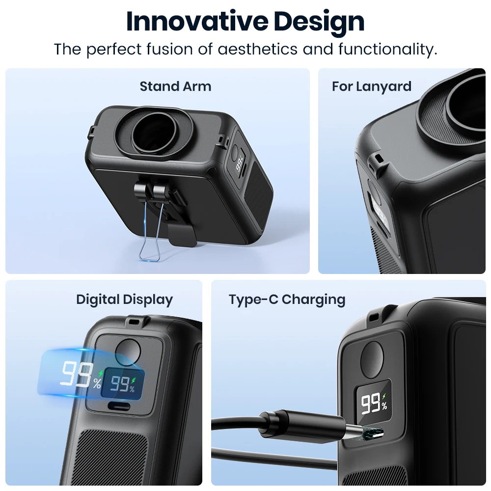 مروحة خصر محمولة من Warmco قابلة لإعادة الشحن، مشبك 10000 مللي أمبير في الساعة على مروحة الرقبة الشخصية، تعمل على 24 ساعة، 4 سرعات وتدفق هواء قوي 16000 دورة في الدقيقة،