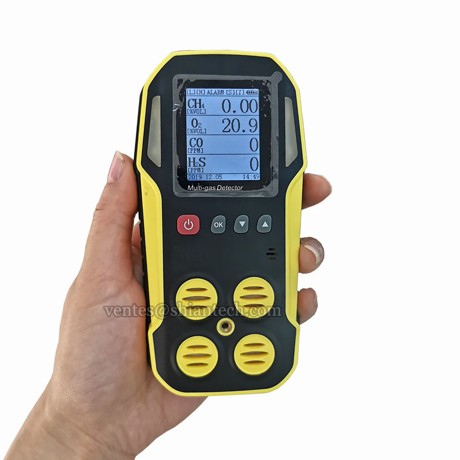 SA500 4 gas monitor, portable co, h2s, o2 ex gas detector meter dust&water proof with visual audible vibrating alarm