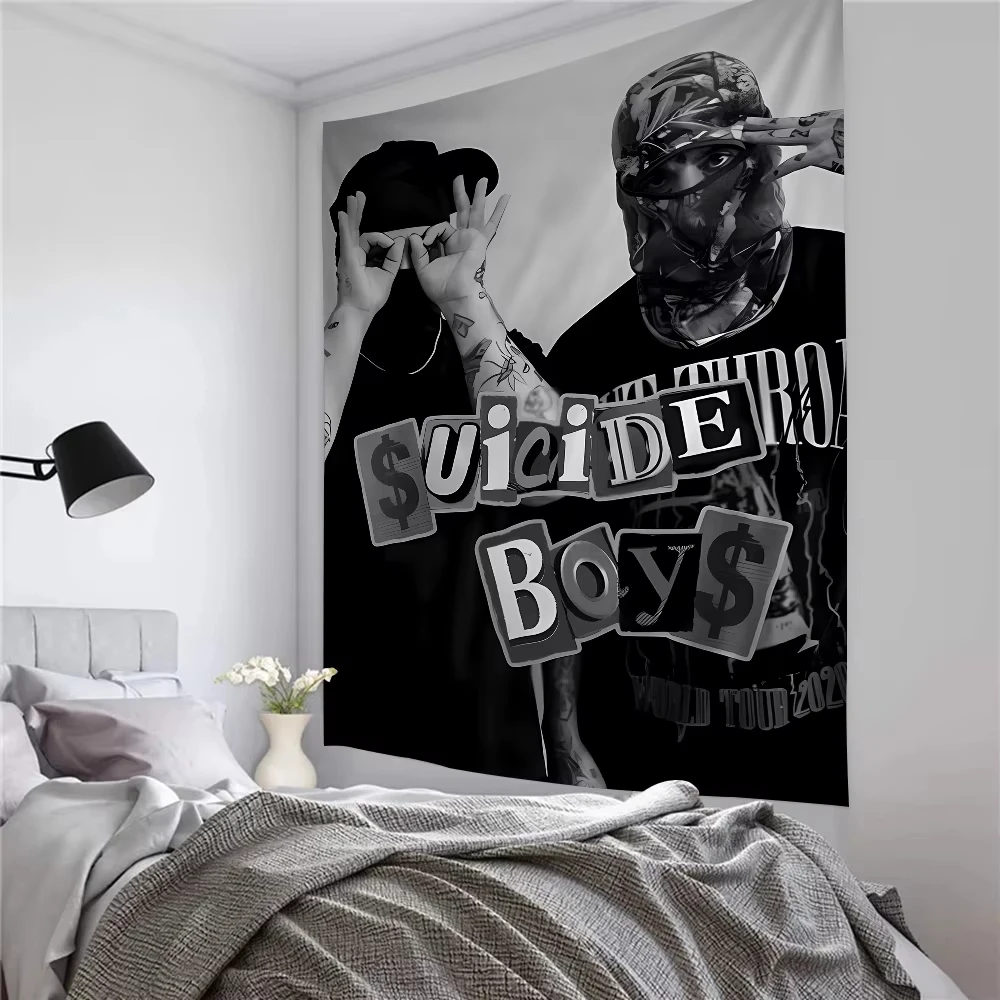 Tapiz grande de la cantante S-Suicideboy, arte de ciencia ficción, decoración del hogar, tapiz de pared hippie bohemio