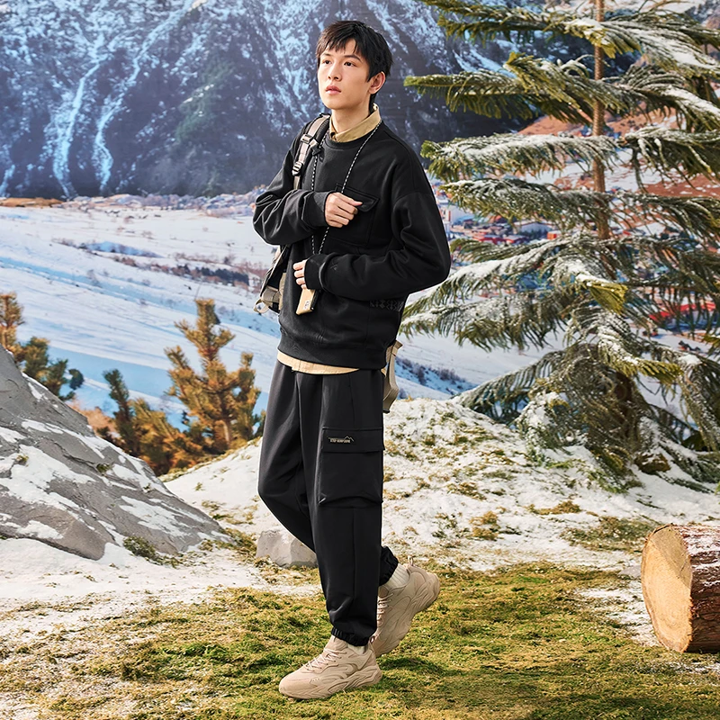 Xtep Woven Sweatpants For Men  Winter Soft Breathable Trousers Trendy Retro Comfortable Bottoms 876429980022