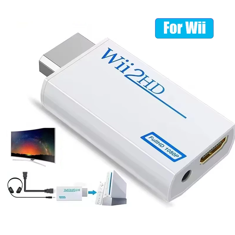 ل WII إلى HDMI محول كامل HD 1080P WII إلى HDMI Wii 2 HDTV محول محول مع صوت 3.5 مللي متر لعرض شاشة الكمبيوتر HDTV