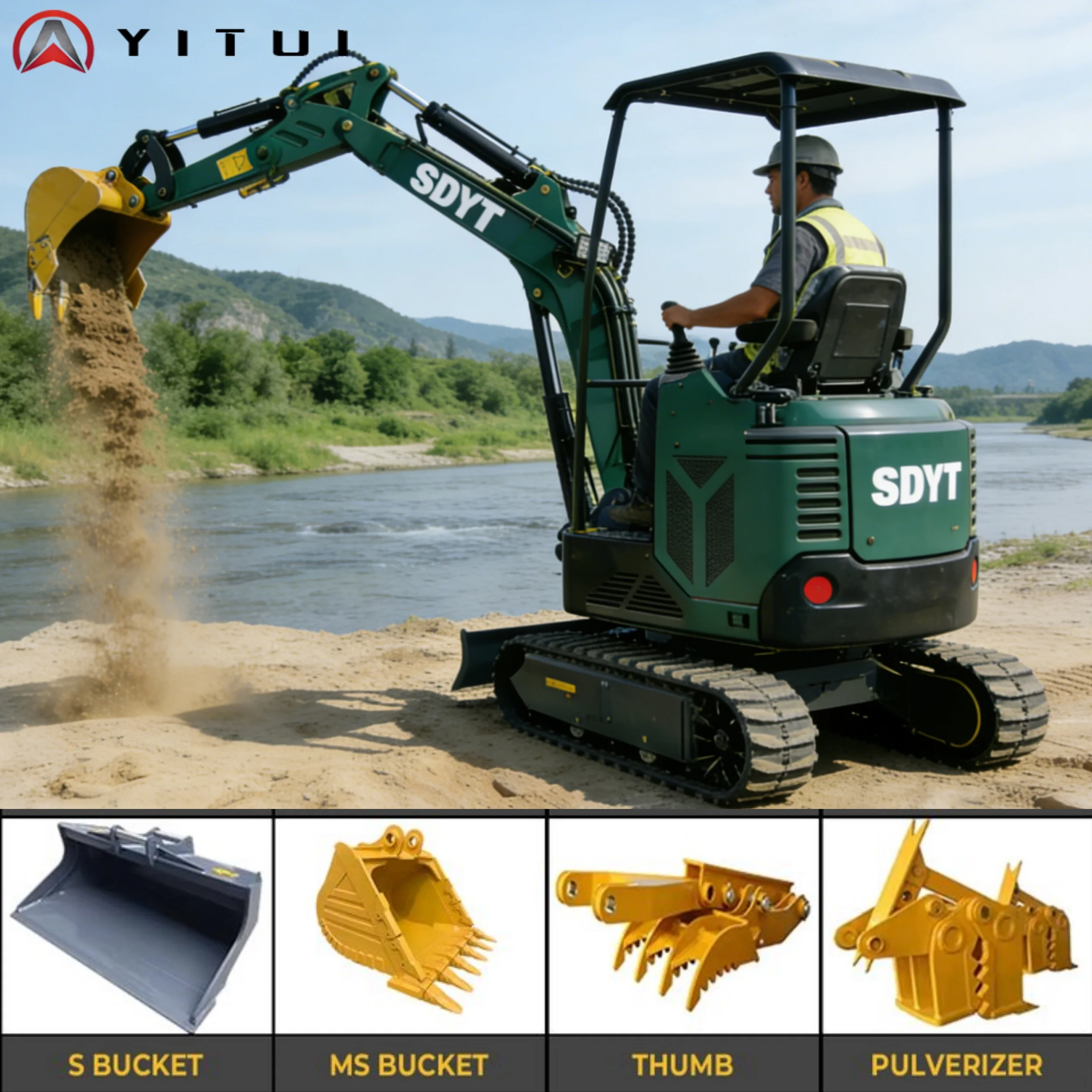 Customized 1.5t Mini Excavator Features An Integrated Design Robus Mini Digger With Bucket And Attachments