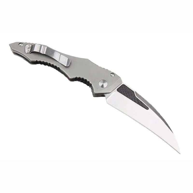 Mict Eskm Black Python Pocket Knife D2 Blade Single Action Aluminum+Carbon Fiber Handle Camping Hunting EDC Survival Tool Knives image 3