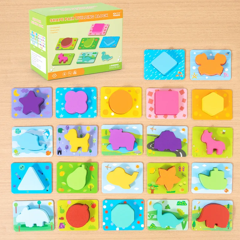 

Color Shape 3D Puzzle Baby Toys Montessori Animal Matching Stacking Cognition Early Education Sensory Games Toddlers Wooden Toys