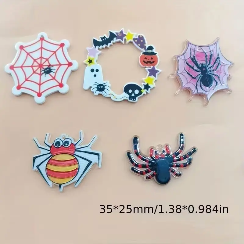 10pcs acrylic Halloween spider pendant, DIY jewelry making earrings necklace keychain accessories view 6