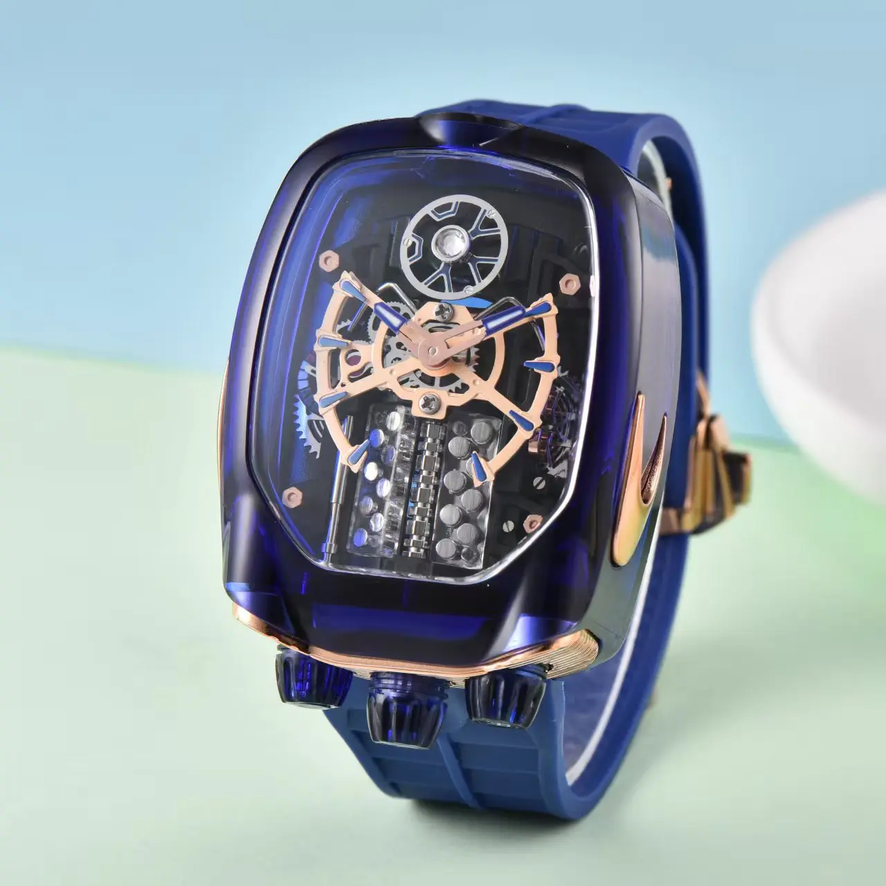Nuevo modelo 2025 de reloj de cuarzo transparente de alta calidad para hombre, reloj de pulsera informal con diseño único de motor hueco en forma de barril