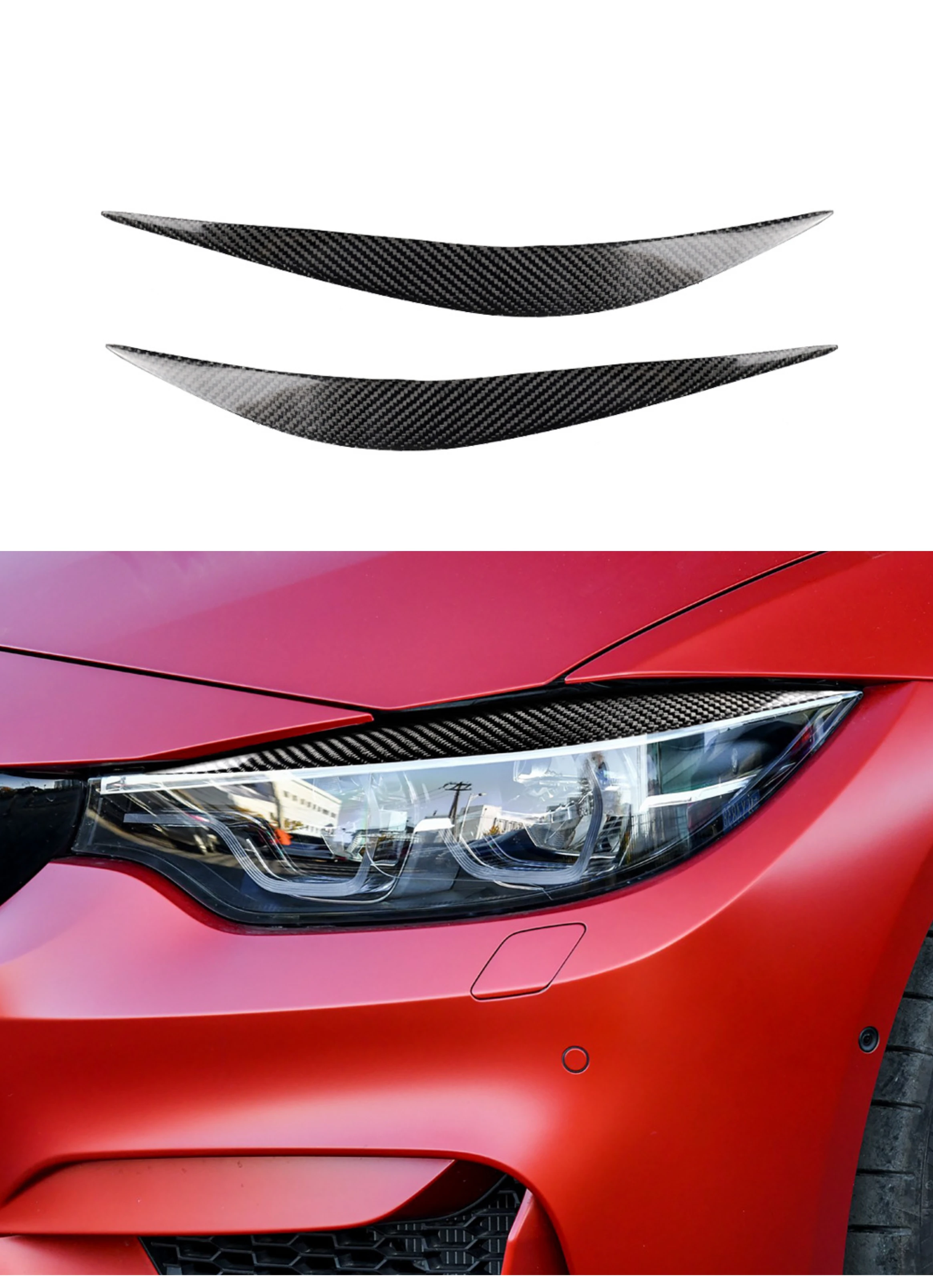 

for BMW F32 F33 F36 Headlight Eyebrow Decoration Trim Cover 2012-2017/ F80 M3 F82 F83 M4 2014-2016 Car Exterior Accessoies Black