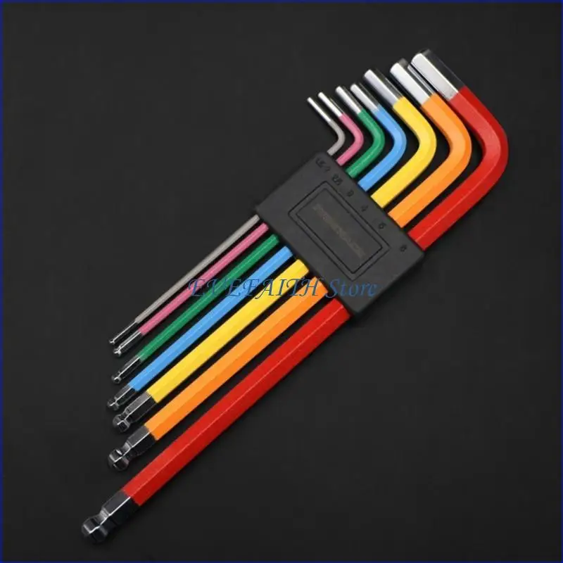124B Allen Set L-Wrench For Allen Screw 7PCS Long Arm Set 1.5mm To 6mm Hexagon Spanner Hand Tools