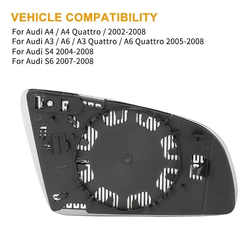 Rearview Mirror Glass Door Wing Mirror Heated Side Mirror Glass for Audi A3 A4 A6 2005 2006 2007 2008 8E0857536E