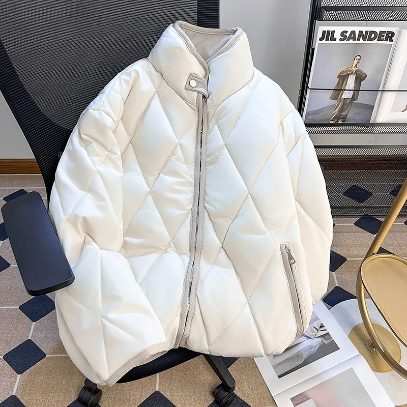 سترة Lingge من القطن بياقة واقفة للرجال على طراز شتوي سميك ودافئ وفضفاض وسترة خبز راقية #1