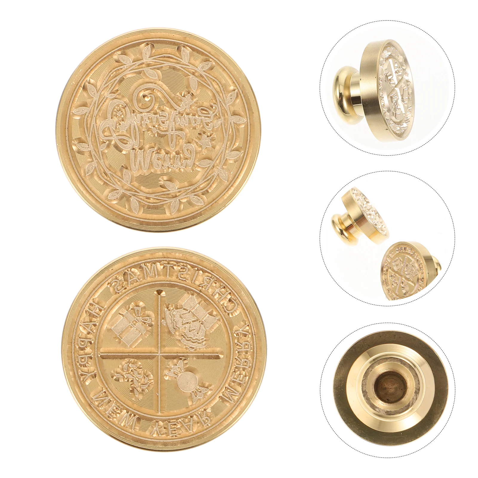 

2Pcs Fire Wax Seal Stamp Heads Alloy Material Christmas Elements Envelope Wax Seal Stamp Heads for Xmas Invitations