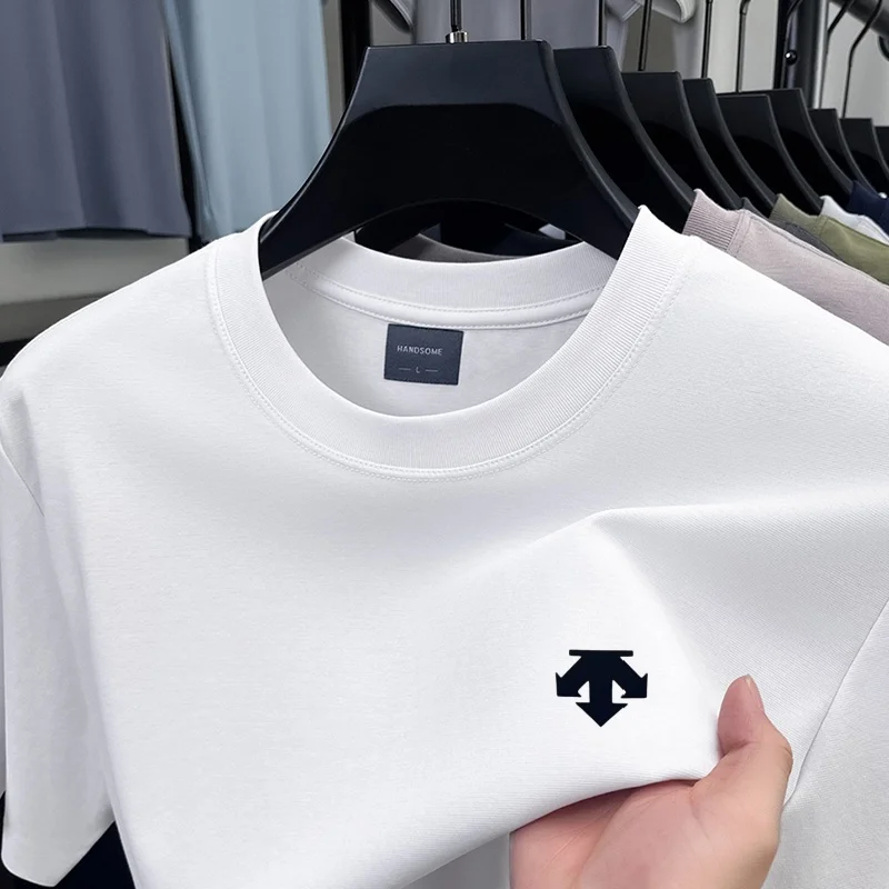 T-shirt imprimé en coton respirant pour hommes, marque haut de gamme, col rond, manches courtes, hau