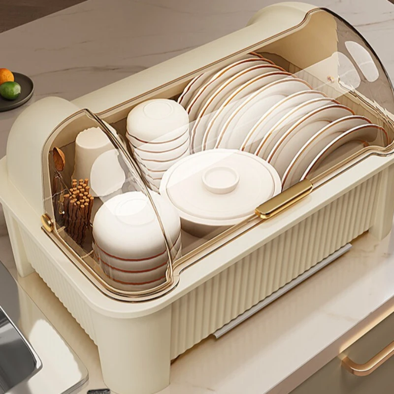 Dustproof Covered Multi Function Household Kitchen Drain Tableware Rack Bowl Dish Cutlery Organizer Box Cabinet Count