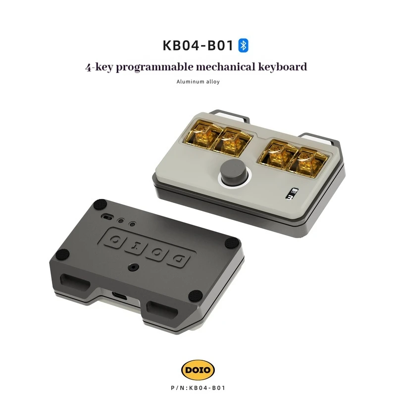 Doio CNC Designer لوحة مفاتيح ميكانيكية صغيرة 4 مفاتيح قابلة للبرمجة Rgb QMK عبر غطاء الكمبيوتر سبائك الألومنيوم مخصصة بلوتوث لاسلكي