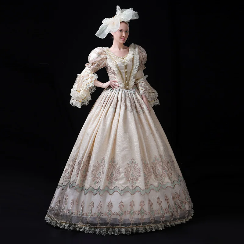 

European Classical Retro European Dress Court Skirt Stage Photo Group Party Performance Catwalk Dress Woman Vestidos Para Festas