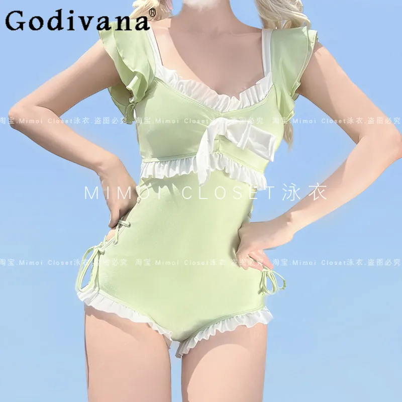 

Summer New Sweet Girls One-Piece Swimsuit Women's Beach Vacation Casual Swimwear Student Swimming Suit Y2k Bathing Suit Women