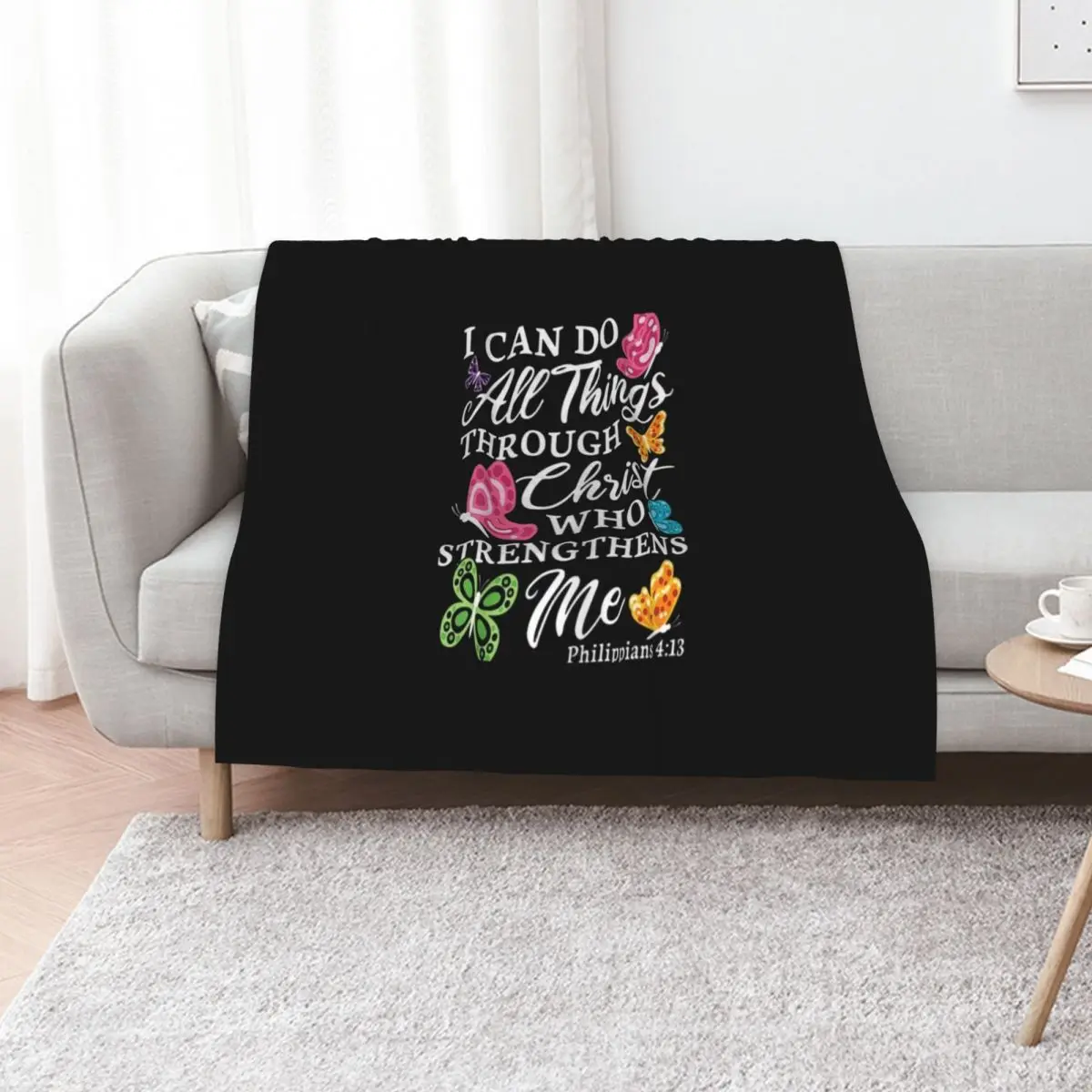Womens I Can Do All Things Through Christ Who Strengthens Me Bible Classic Throw Blanket For Sofa Thin Sofa Blankets