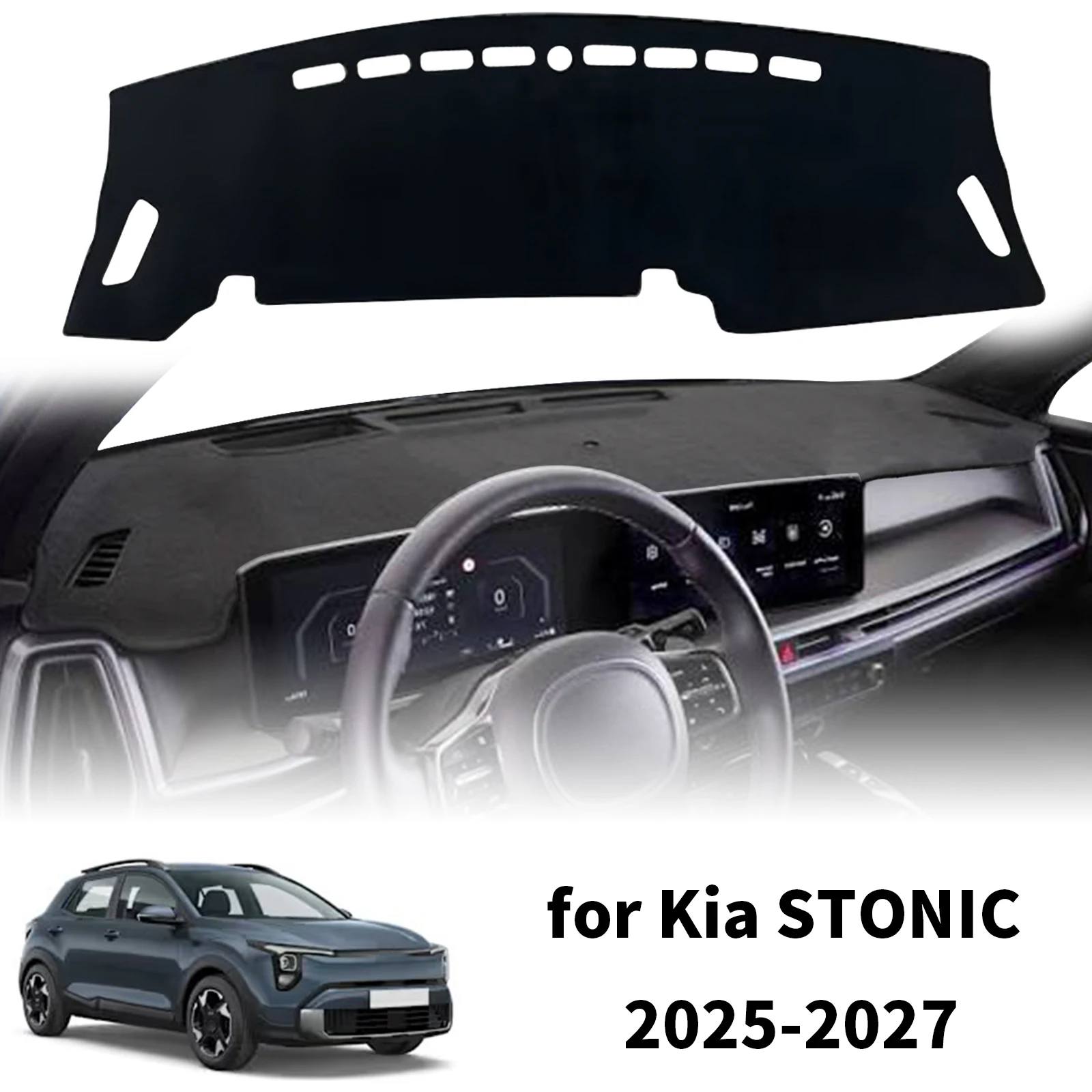 キア-stonic-2025-2026-2027年モデル用、車内ダッシュボードカバー、日よけ、滑り止め加工、ダッシュマット、インテリア装飾パッド、アクセサリー