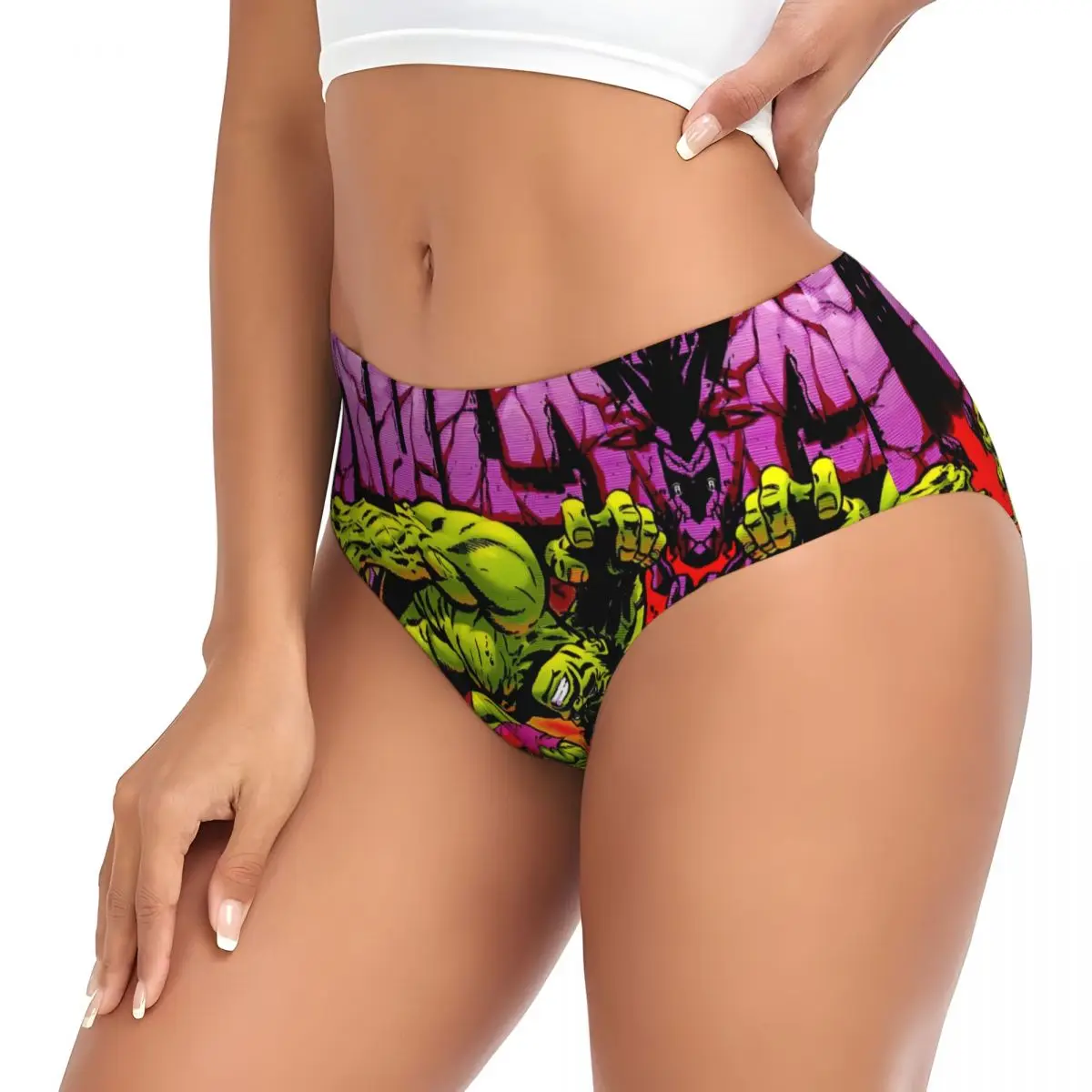 Ropa interior clásica elástica personalizada de las mujeres de las bragas breves de Hulk Comics