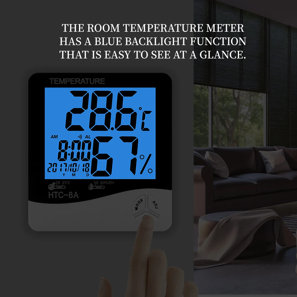 Digital Electronics Temperature Humidity Meter Home Indoor Outdoor hygrometer thermometer Weather Station with Clock Date