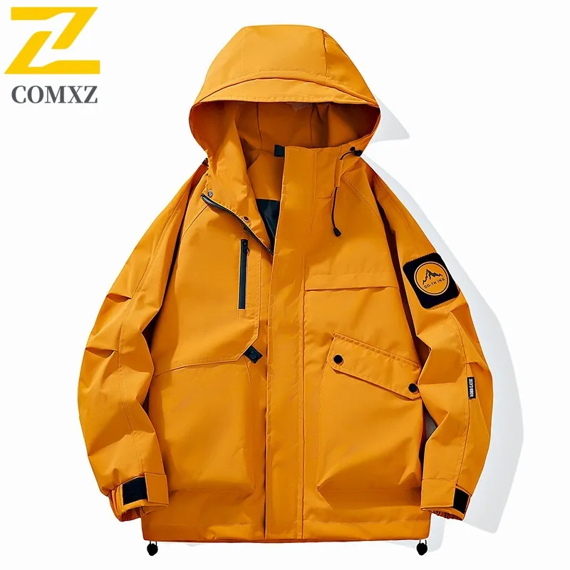 

COMXZ Mens Jacket Casual Hooded Outdoor Adventure Comfortable Coat Casual Solid Color Travel Lightweight Autumn New Clothing
