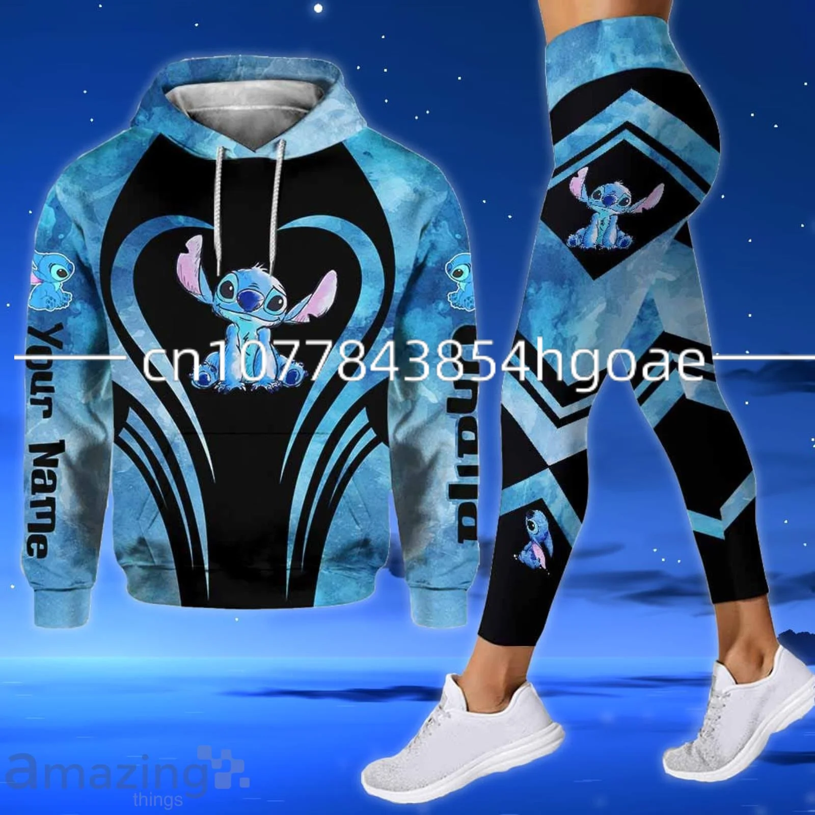 

2023 New Disney Stitch 3D Hoodie Women's Hoodie Suit StitchYoga Pants Sweatpants Fashion Sports Suit