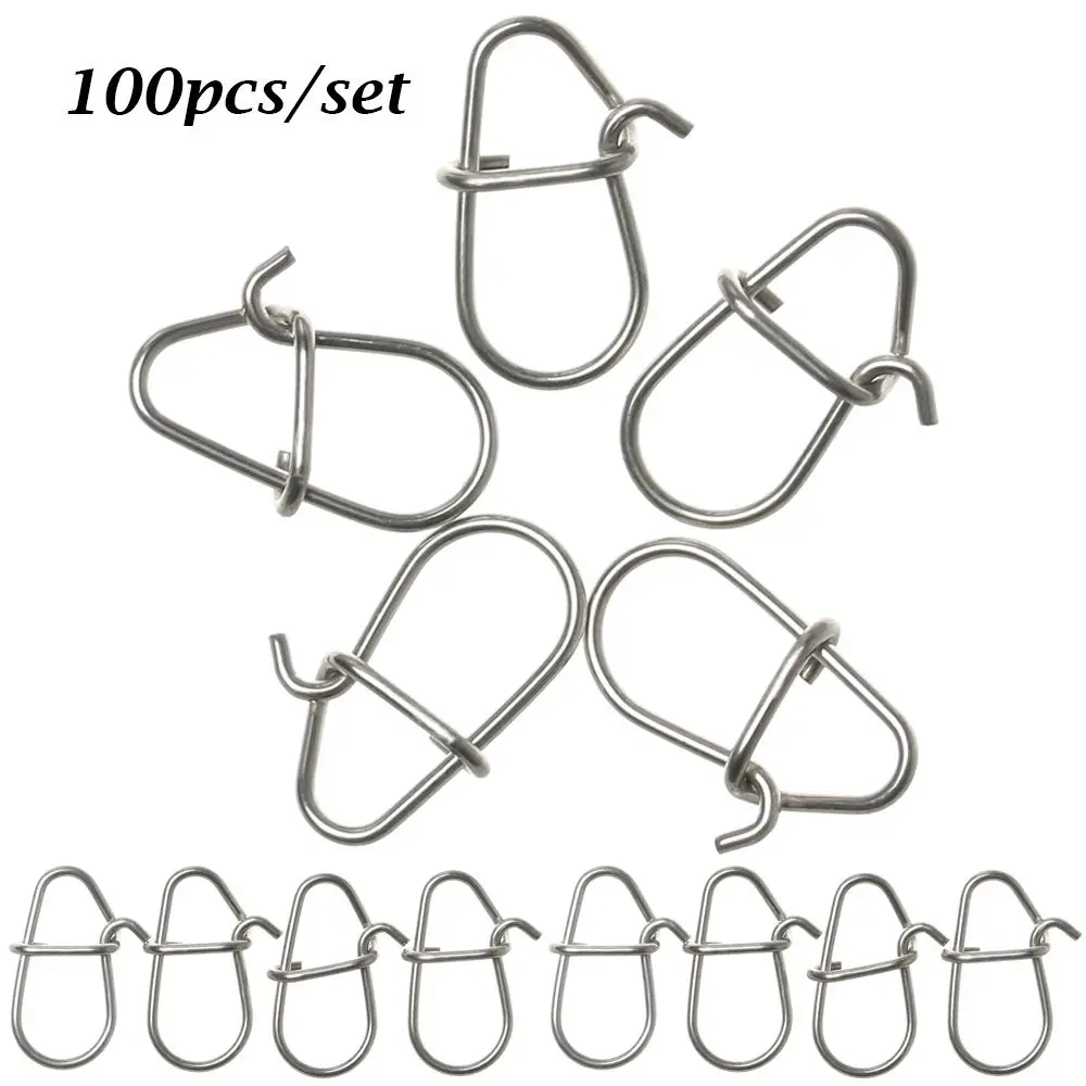 

100pcs/lot nice Snap Fishing Barrel Swivel Safety Snaps Hooks Fishhook Fishing Tackle Box Accessory tool lures