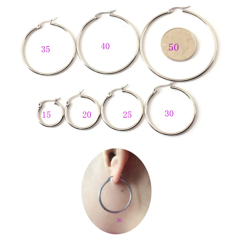 Alisouy 1 Pair Rose Gold Color Women Earring Jewelry 316L Stainless Steel Hoop Earring for girl women Jewelry Hoop Earrings