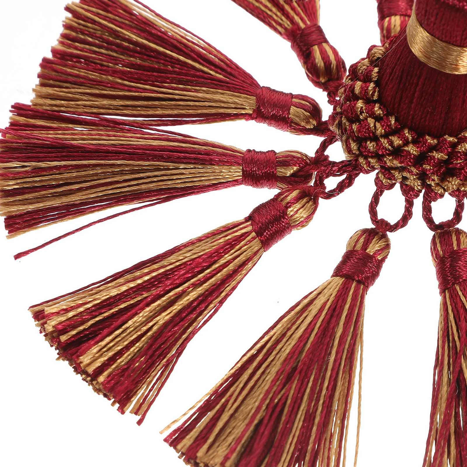 2pcs Red Polyester Tassel Decorative Trim for Curtains Lamp Shades DIY Crafts Home Decoration Accessories Elastic Band