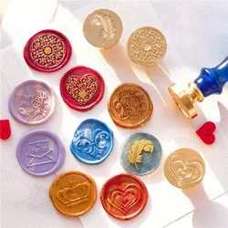 Made with Love Double Happiness Heart Love Ring Feather Crown Iris Wax Seal Stamp Retro sealing wax stamp DIY Envelopes seals