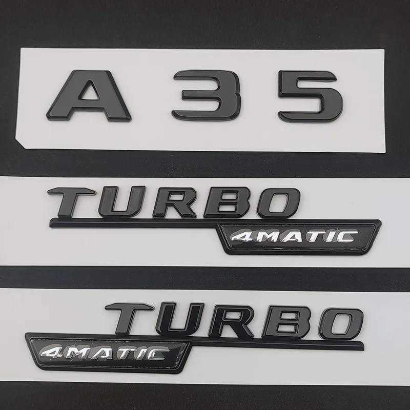 

3d ABS Glossy Black Car Letters For Mercedes A35 AMG W177 Rear Trunk Logo Stickers Fender Turbo 4matic Emblem Badge Accessories