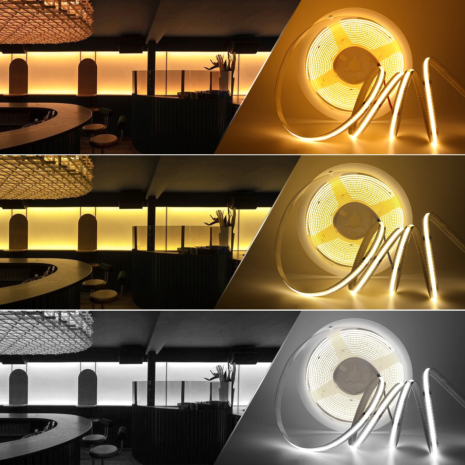 5V 3MM 5MM 8MM COB LED Strip Light 320LEDs/M Button Battery Powered Flexible Adhesive Tape Diode Lamp Cold Natural Warm White
