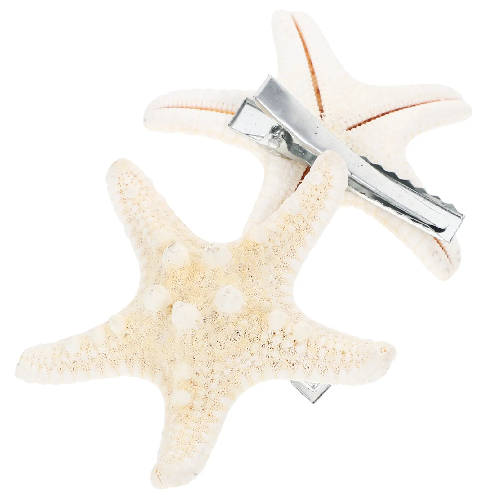 

2Pcs Handmade Natural Sea Star Hair Clip Five-Pointed Star Hairpin Elegant Beach Hairpin Bridal Hair Accessories White