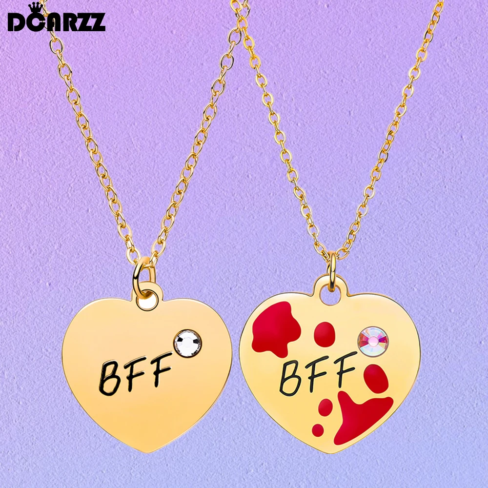 DCARZZ Jennifer's Body Heart Colar inspirado em BFF Melhor amigo para sempre Pingente Corrente de pescoço Jennifer e joia precisa presente
