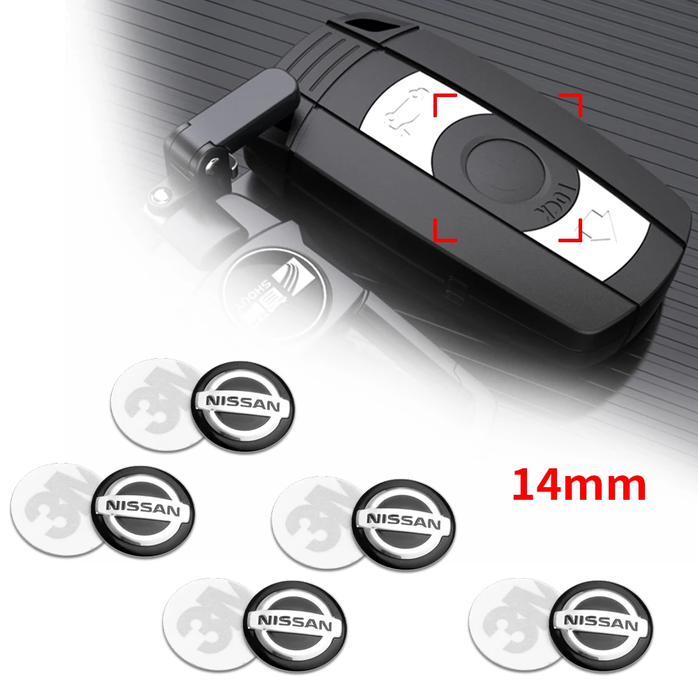 10pcs Car Key Badge Emblem Replacement Car Key Decoration Stickers For Nissan Nismo Tiida Teana GTR Juke Note Versa Almera TIIDA