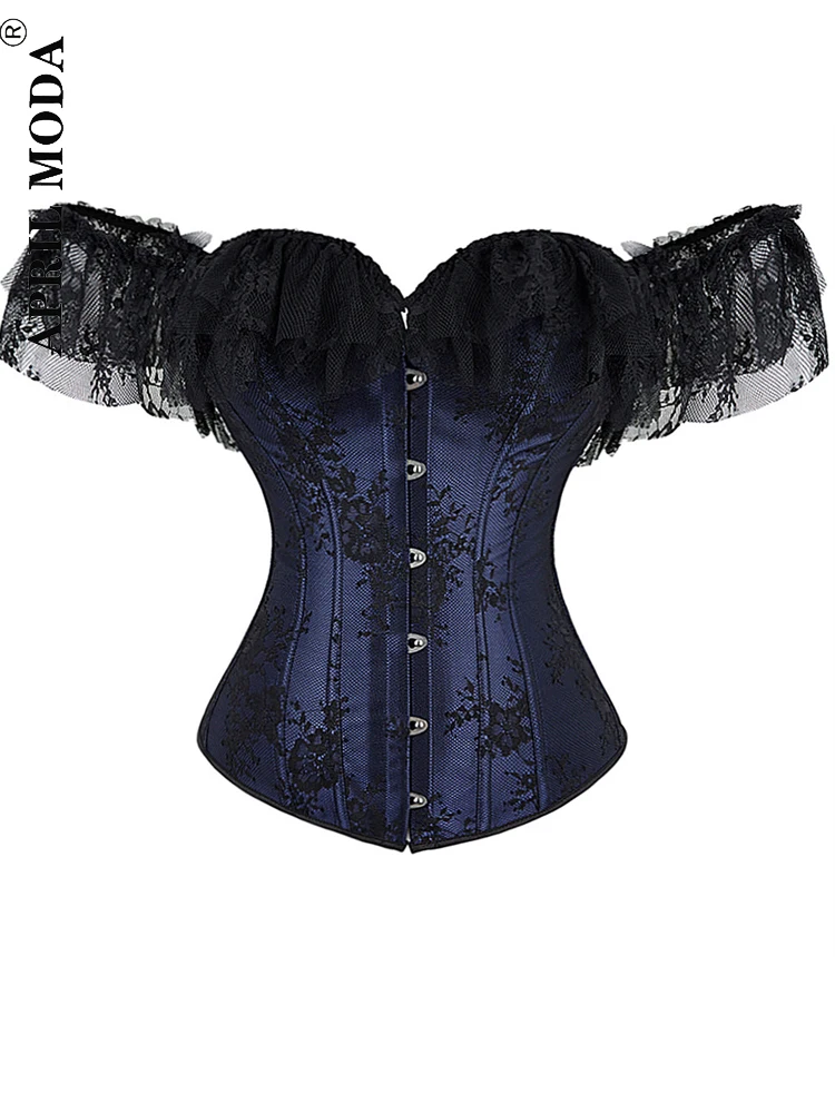 Black White Pink Lace Gothic Corset Tops Steampunk Cosplay Bandage Bodyshaper Elegant Patchwork Dance Party Bustier Costumes