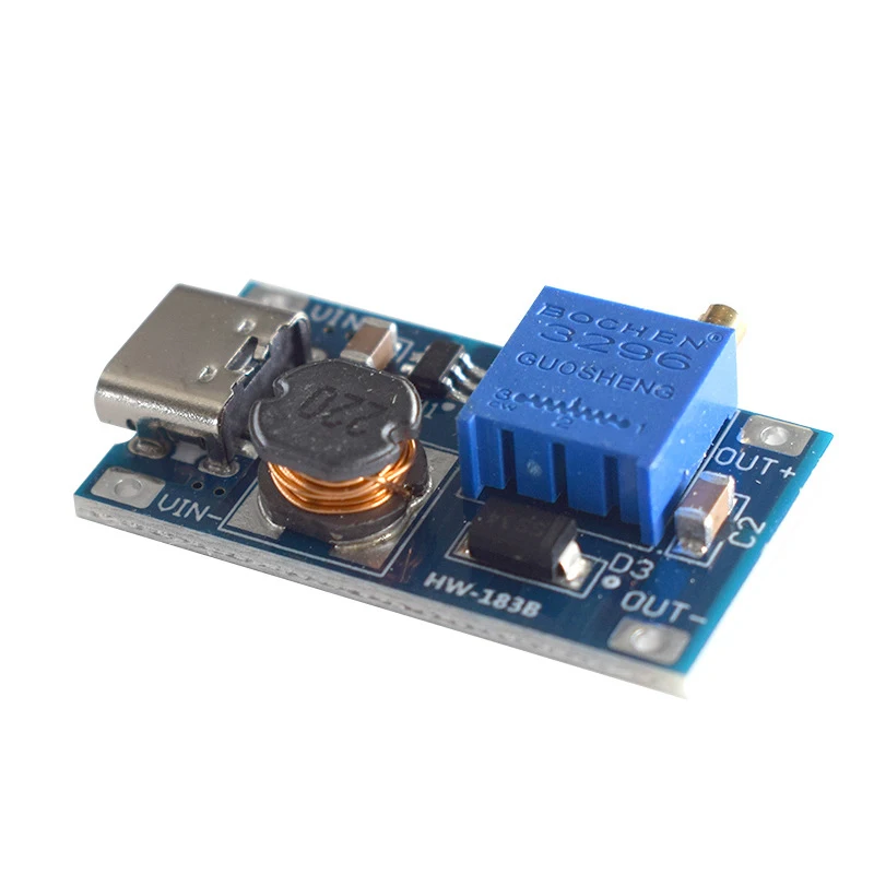 2A Boost Board DC-DC Boost Module MT3608 Step-up Board Type C For Car/Power Bank/High Power Conversion Power Module Output 28V