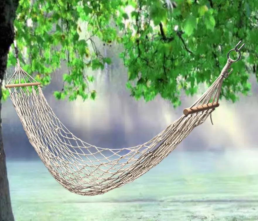 1Pcs Anti-turnover Cotton Mesh Hammock Outdoor Camping Mesh Hammock Short Stick Leisure Mesh Pocket Hammock