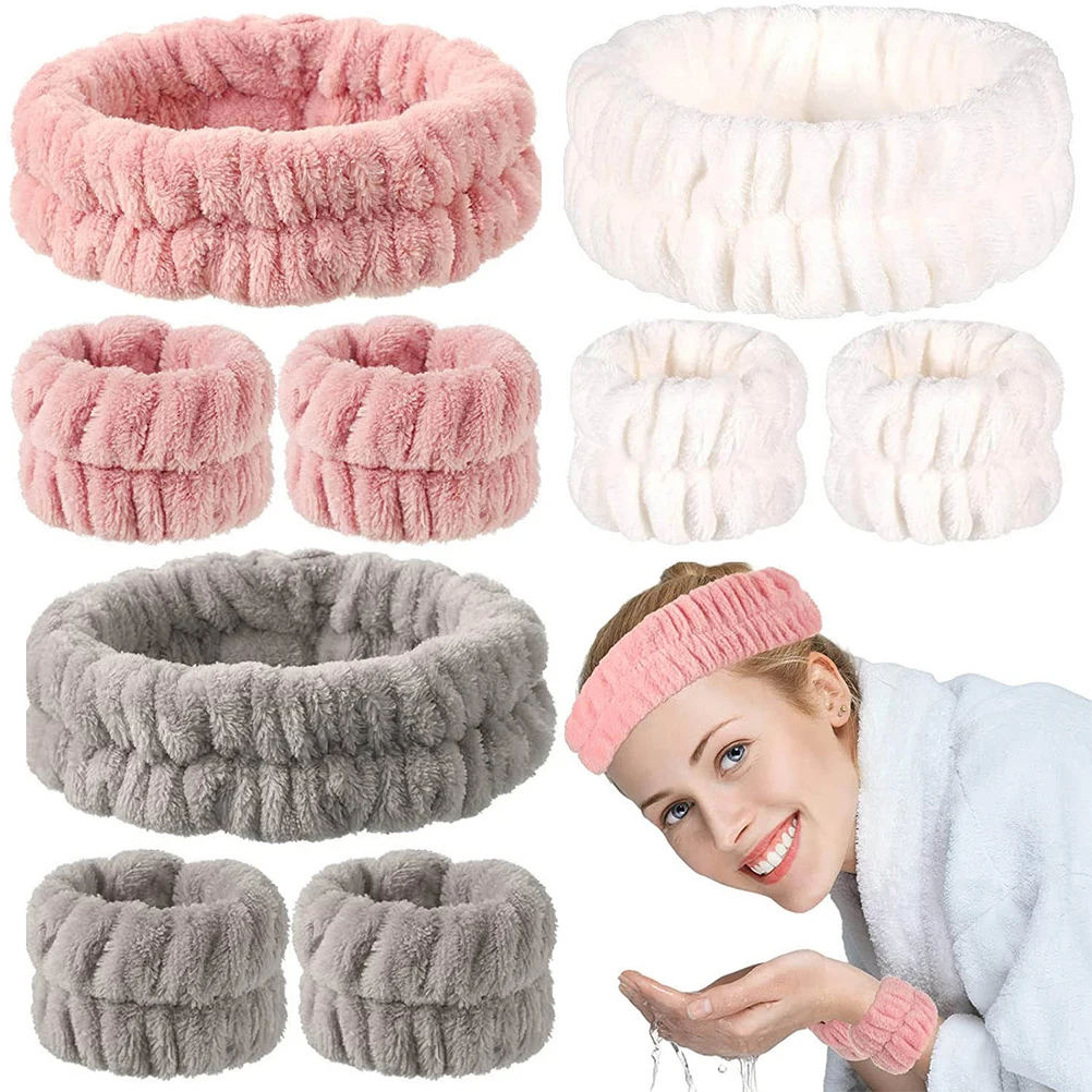 

1 set Flannel Headband Wristband Set Thick Sweat Absorbing Elastic Sport Hair Bands for Women Men Daily Use Accessory